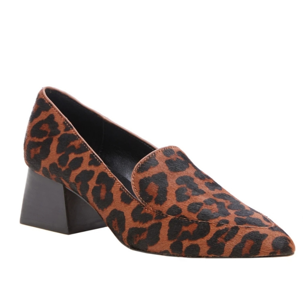 Leopard Print Calf Hair Sole Society Block Heel - Picture 2 of 13